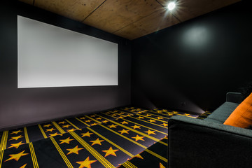Home cinema theatre room with star carpet - obrazy, fototapety, plakaty