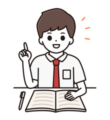 男子学生 勉強 イラスト