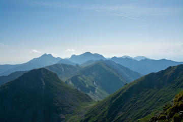 mountains seen through the hazy atmosphere