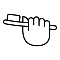 Toothbrush In Hand Flat Icon Isolated On White Background