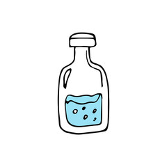 Hand drawn water bottle isolated.Hand drawn glass water bottle.Hand drawn  glass bottle with water. water, bottle, jug, glass, sketch vector illustration isolated on white background.glass ecological 