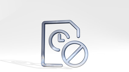 TIME CLOCK FILE BLOCK 3D icon standing on the floor - 3D illustration for background and alarm