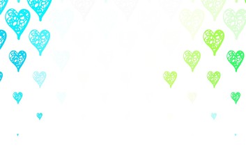 Light Green, Red vector texture with lovely hearts.
