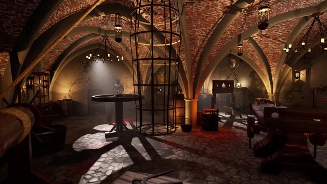 Torture chamber, architectural visualization of a room for medieval fun and entertainment.