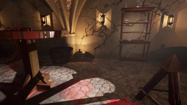Torture chamber, architectural visualization of a room for medieval fun and entertainment.