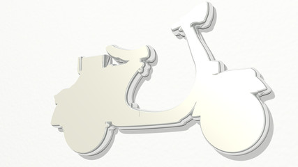SCOOTER MOTORCYCLE 3D drawing icon - 3D illustration for electric and city