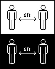 Social distancing sign and symbol for coronavirus. Graphic for banner, sticker, poster.
