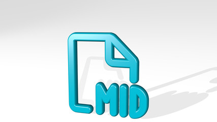 AUDIO FILE MID 3D icon casting shadow - 3D illustration for background and music