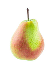 Fresh red crispy pears on white background