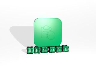 remove 3D icon on cubic text - 3D illustration for background and sign