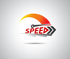 Speed, vector logo racing event, with the main elements of the modification speedometer