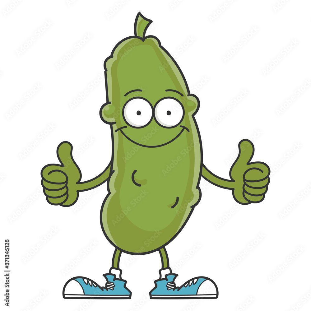 Wall mural happy smiling dill pickle cartoon character