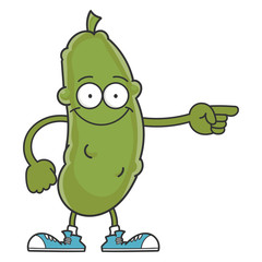 happy smiling dill pickle cartoon character