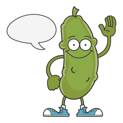 happy smiling dill pickle cartoon character