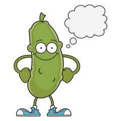 happy smiling dill pickle cartoon character