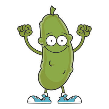 happy smiling dill pickle cartoon character