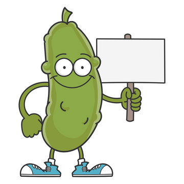 happy smiling dill pickle cartoon character