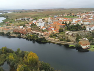 Fototapeta na wymiar Aerial view in Alba de Tormes, village of Salamanca,Spain. Drohe Photo