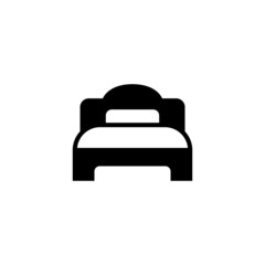 Front Bed icon in black flat glyph, filled style isolated on white background