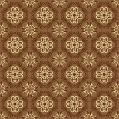 Elegant flower motifs on Solo batik with simple brown mocca color design.