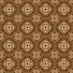 Foto op Plexiglas Elegant flower motifs on Solo batik with simple brown mocca color design. © City