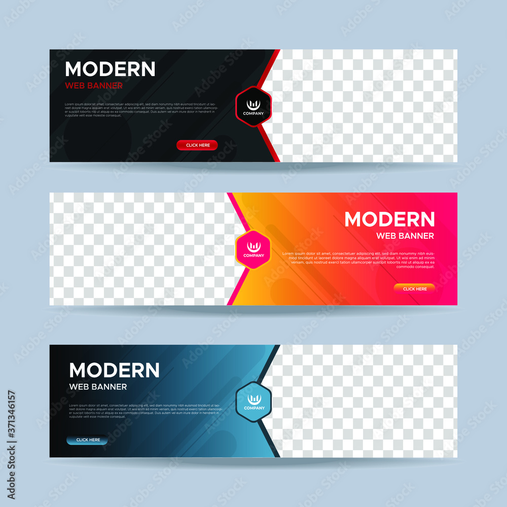 Wall mural vector abstract design banner web template. collection of horizontal business ad banner. vector illu
