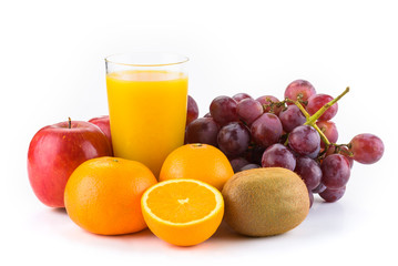 Close-up variety of fresh fruits on the bright table
