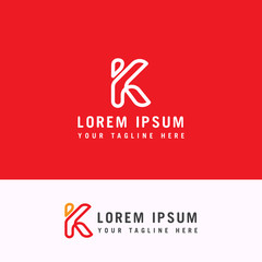 Modern initial letter K logo line vector, letter K minimalist logo design