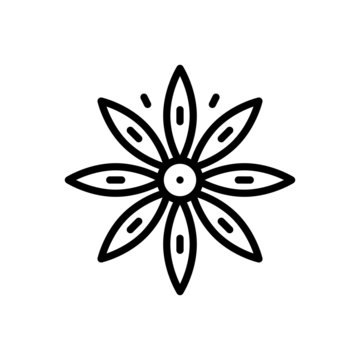 recommend clip art: Black line icon for star anise