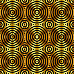 Vector abstract seamless background with golden luxury round elements on a dark background
