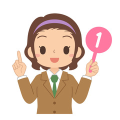 数字の1の札を持った女の子　高校生　中学生　イラスト