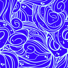 Waves seamless border pattern. May be used like an Invitation card design. Vector illustration with sea waves.