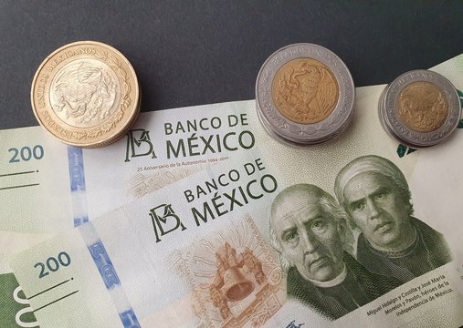 background for economy and finance themes with Mexican money