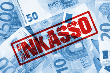 Euro Geldscheine und Stempel Inkasso