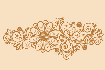 Vintage abstract floral ornament with decorative flowers for design