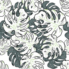 Hibiscus Flower Hawaiian Floral Pattern On white Background. Tropical Flower Seamless repeat patterns