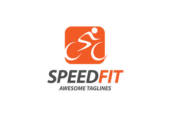 abstract simple cycling race vector logo illustration