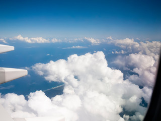 Looking out the window of a plane