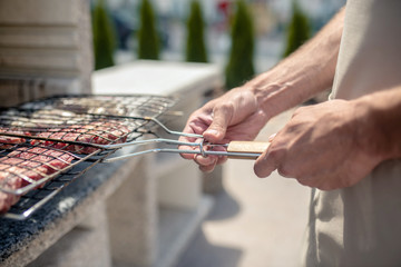 Close up picture of grilled meat looking appetizing