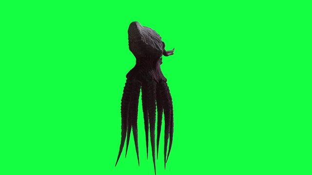 3d animation of Monster Octopus on green screen