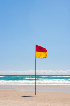 Lifesaving Flag. Swimming Flag On Australian Beach