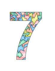 number 7 for ad design or text with stained glass style