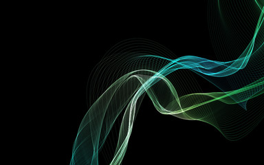 Dark abstract background with a glowing abstract waves