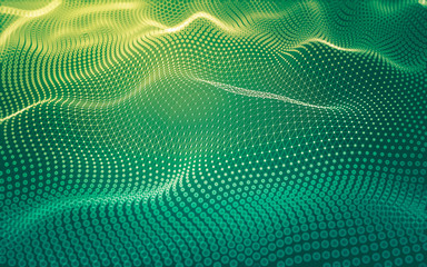 Abstract background. Molecules technology with polygonal shapes, connecting dots and lines. Connection structure. Big data visualization.