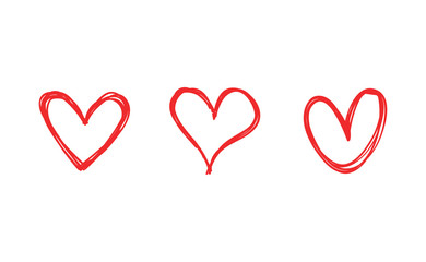 Heart doodles collection. Hand drawn hearts. Vector illustration set.