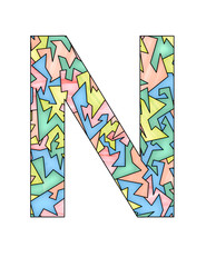 letter N for ad design or text with stained glass style