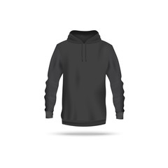 Black hoodie sweater mockup from front view - realistic long sleeve shirt