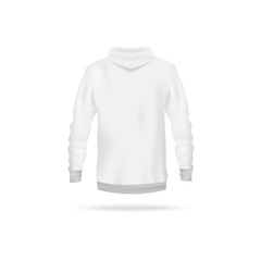 Realistic white hoodie mockup from back view - men's long sleeve sweater