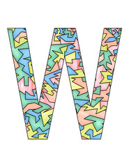 letter W for ad design or text with stained glass style