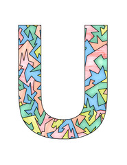 letter U for ad design or text with stained glass style